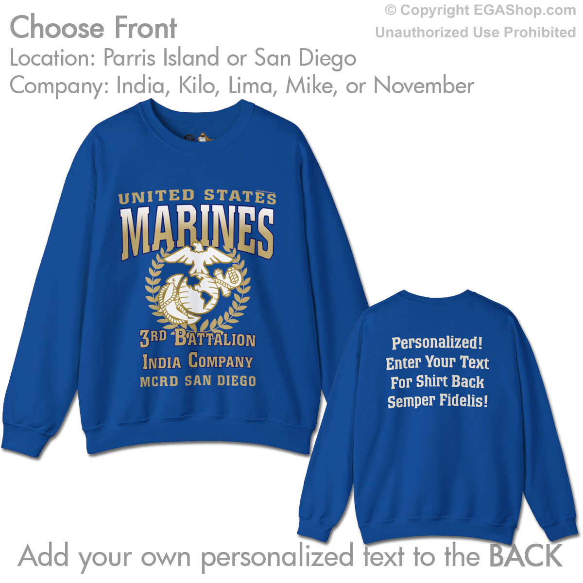 3rd Btn Choose Company & Personalized Back (Sweatshirt)