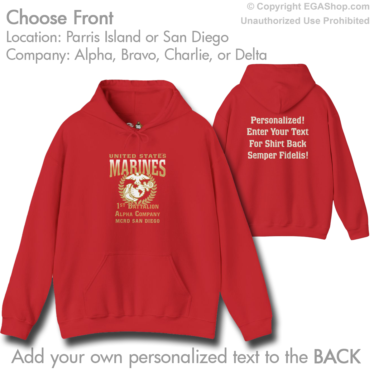 1st Btn Choose Company & Personalized Back (Hoodie)