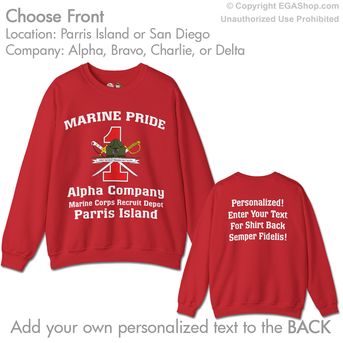 1st Btn CREST Choose Company & Personalized Back (Sweatshirt)