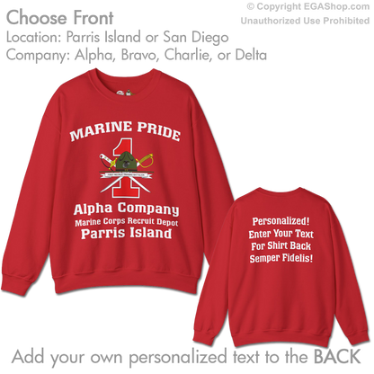 1st Btn CREST Choose Company & Personalized Back (Sweatshirt)