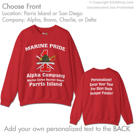 1st Btn CREST Choose Company & Personalized Back (Sweatshirt)