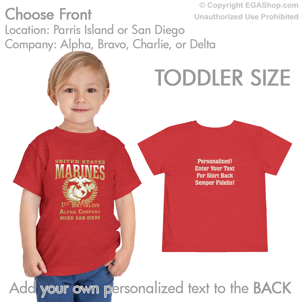 1st Btn Choose Company & Personalized Back (TODDLER T-Shirt)