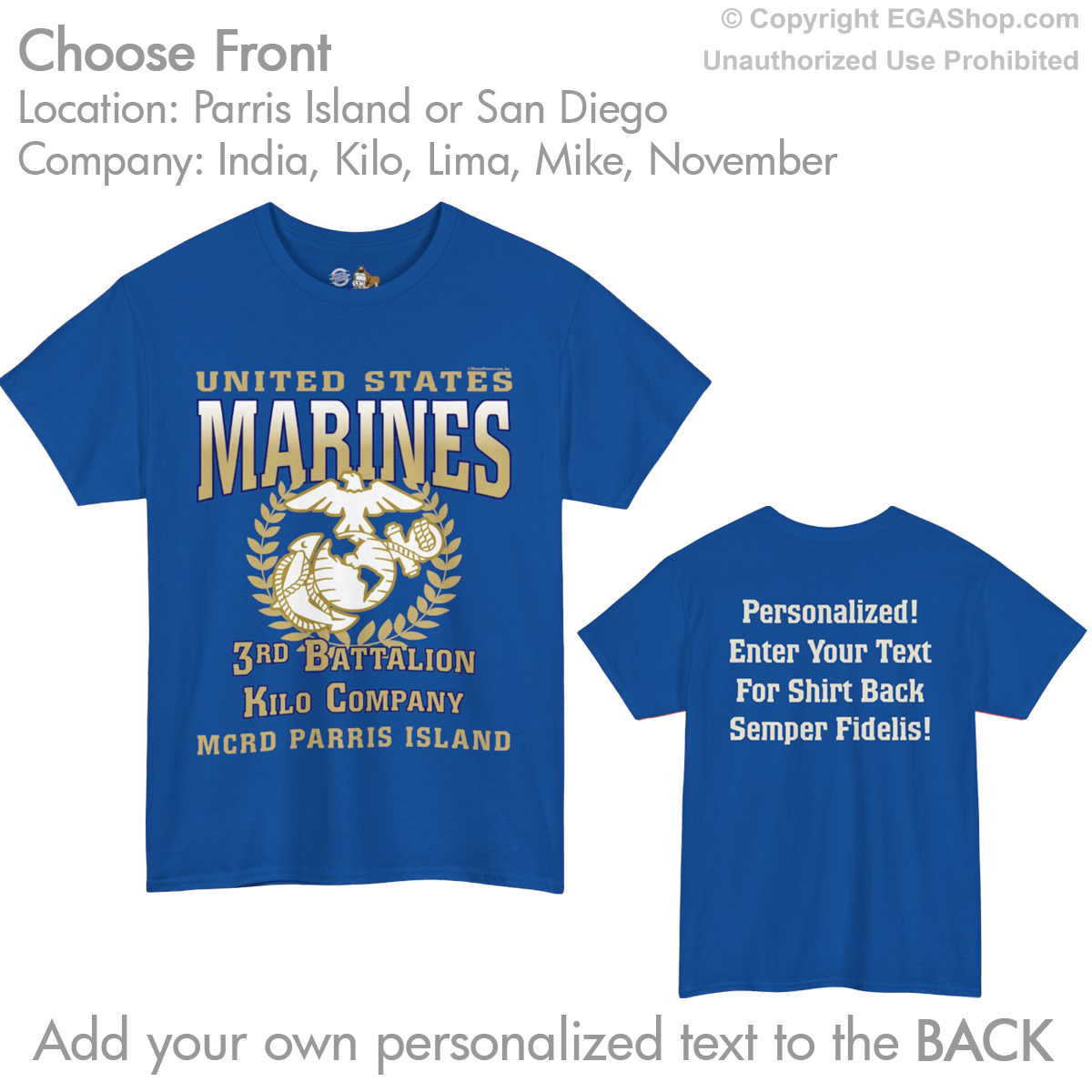 3rd Btn Choose Company & Personalized Back (T-Shirt)