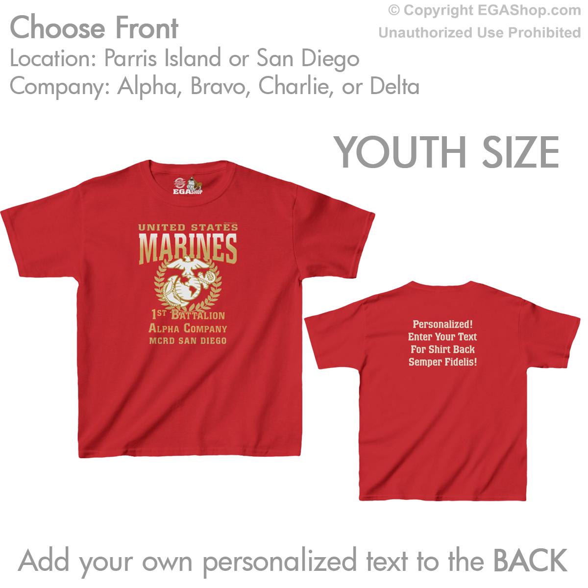 1st Btn Choose Company & Personalized Back (YOUTH T-Shirt)