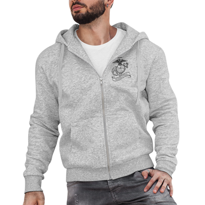 Full-Zip Hoodie: Line Drawn EGA Printed Front and Back