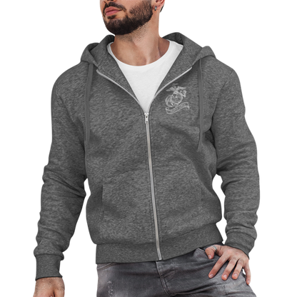 Full-Zip Hoodie: Line Drawn EGA Printed Front and Back