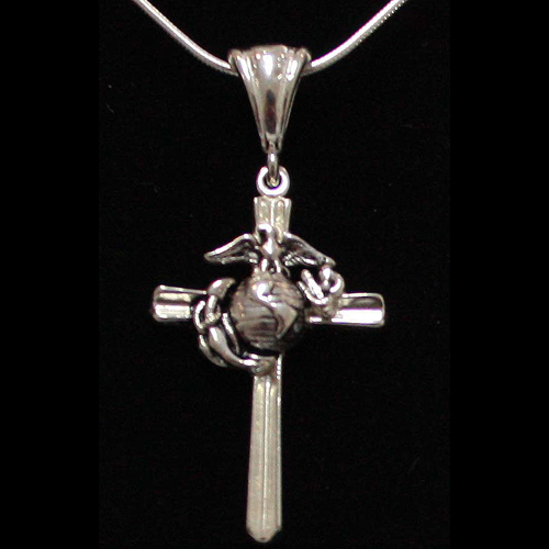 Necklace, Cross with Eagle Globe and Anchor