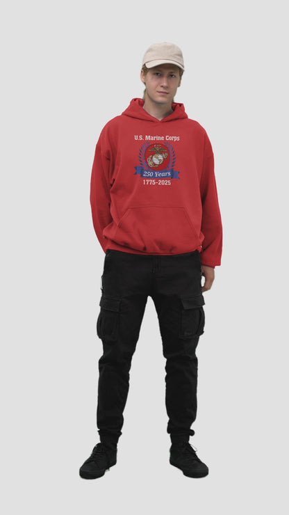 U.S. Marine Corps 250 Years Hoodie, Unisex Pullover, Commemorative Apparel